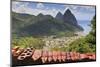 Souvenir Stall with View of the Pitons and Soufriere-Eleanor-Mounted Photographic Print