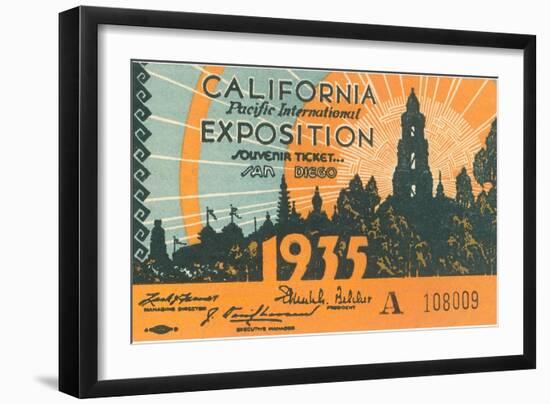 Souvenir Ticket, California Exposition, San Diego-null-Framed Art Print