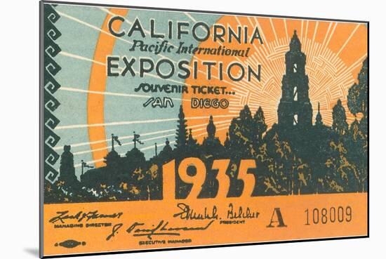 Souvenir Ticket, California Exposition, San Diego-null-Mounted Art Print