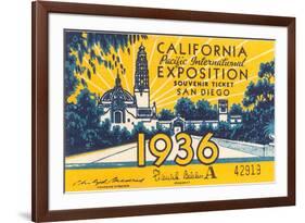 Souvenir Ticket, California Exposition, San Diego-null-Framed Premium Giclee Print