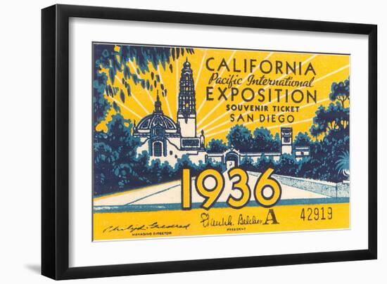 Souvenir Ticket, California Exposition, San Diego-null-Framed Art Print