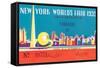 Souvenir Ticket to New York World's Fair, 1939-null-Framed Stretched Canvas