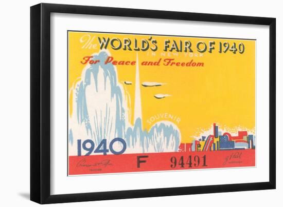 Souvenir Ticket to New York World's Fair, 1940-null-Framed Art Print