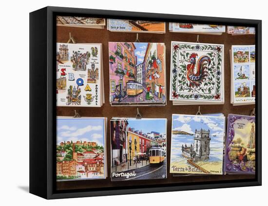 Souvenir Tiles in Shop Display, Lisbon, Portugal, Europe-Vincenzo Lombardo-Framed Stretched Canvas