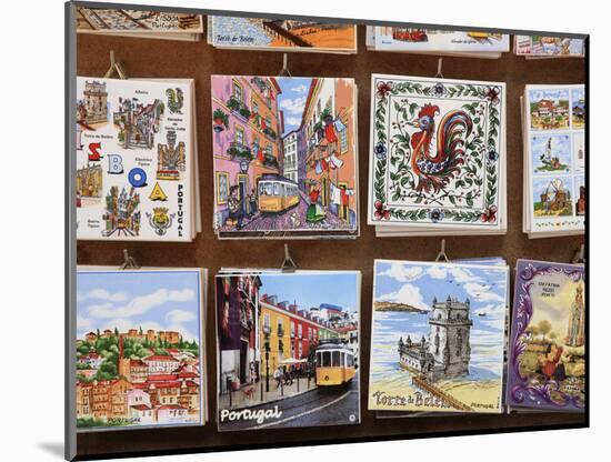 Souvenir Tiles in Shop Display, Lisbon, Portugal, Europe-Vincenzo Lombardo-Mounted Photographic Print