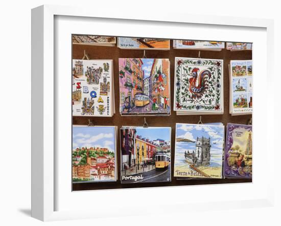 Souvenir Tiles in Shop Display, Lisbon, Portugal, Europe-Vincenzo Lombardo-Framed Photographic Print