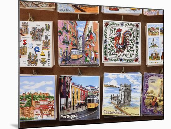 Souvenir Tiles in Shop Display, Lisbon, Portugal, Europe-Vincenzo Lombardo-Mounted Photographic Print