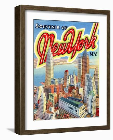 Souvenir Vintage Postcard of New York-null-Framed Art Print