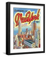 Souvenir Vintage Postcard of New York-null-Framed Art Print