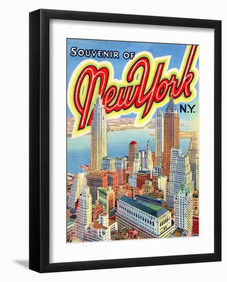 Souvenir Vintage Postcard of New York-null-Framed Art Print