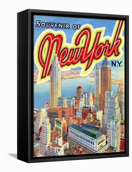 Souvenir Vintage Postcard of New York-null-Framed Stretched Canvas
