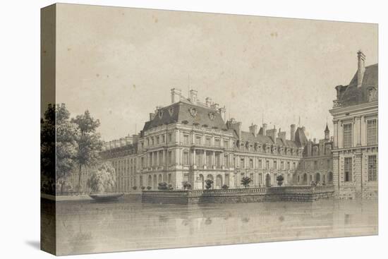 Souvenirs de Fontainebleau : Cour de la Fontaine, vue prise de l'avenue de Maintenon vers 1860-Philippe Benoist-Stretched Canvas