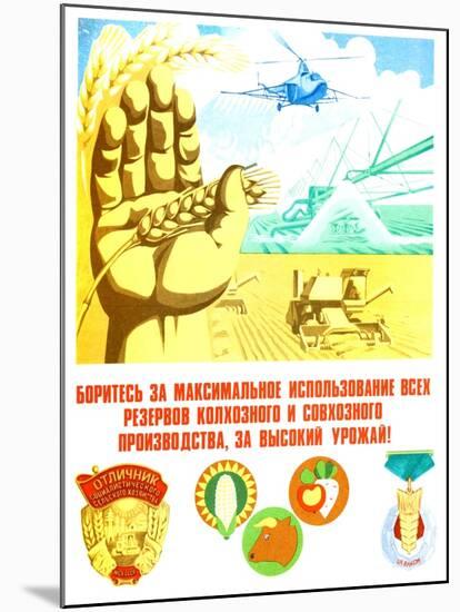 Soviet Agricultural Poster-null-Mounted Giclee Print