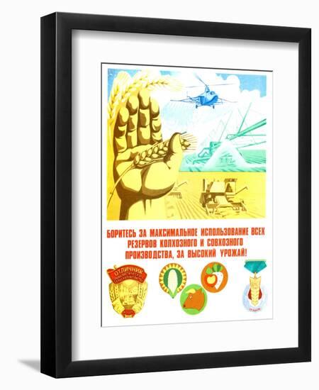 Soviet Agricultural Poster-null-Framed Giclee Print