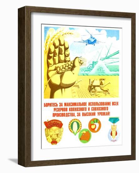 Soviet Agricultural Poster-null-Framed Giclee Print