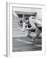 Soviet Athletes Boris Tokarev and Vladimir Suharev Practicing for the Russian Olympics-Lisa Larsen-Framed Premium Photographic Print