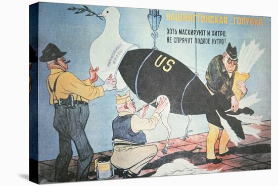 Soviet Cartoon Depicting the Usa Disguising its Nuclear Threat as the Dove of Peace-null-Stretched Canvas