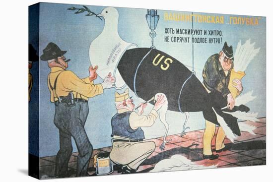 Soviet Cartoon Depicting the Usa Disguising its Nuclear Threat as the Dove of Peace-null-Stretched Canvas