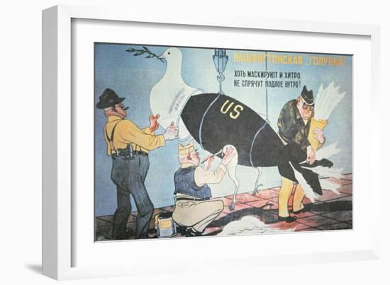 Soviet Cartoon Depicting the Usa Disguising its Nuclear Threat as the Dove of Peace-null-Framed Giclee Print