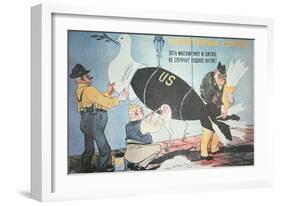 Soviet Cartoon Depicting the Usa Disguising its Nuclear Threat as the Dove of Peace-null-Framed Giclee Print