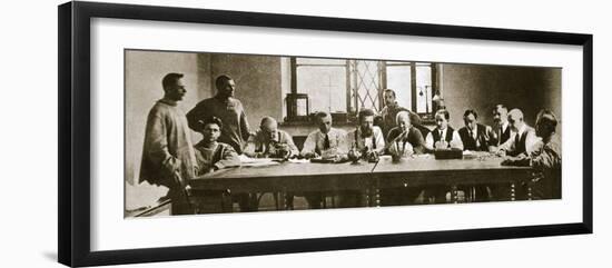 Soviet experts appraising the confiscated Russian crown jewels, c1917-c1918(?)-Unknown-Framed Photographic Print