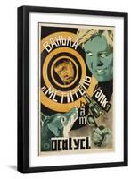 Soviet Film Poster Showing Man with Gun and Dog-null-Framed Giclee Print