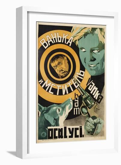 Soviet Film Poster Showing Man with Gun and Dog-null-Framed Giclee Print