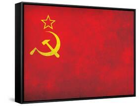 Soviet Flag Distressed Art Print Poster-null-Framed Stretched Canvas