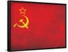 Soviet Flag Distressed Art Print Poster-null-Framed Poster