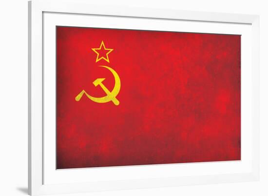 Soviet Flag Distressed-null-Framed Art Print