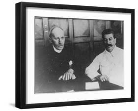 Soviet Leader Josef Stalin with French Writer Romain Rolland, Moscow, USSR, 28 June 1935-null-Framed Giclee Print