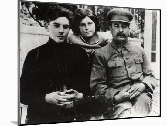 Soviet Leader Josef Stalin with His Son Vasily and Daughter Svetlana, 1930S-Pyotr Otsup-Mounted Giclee Print