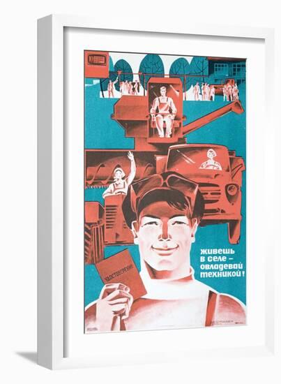 Soviet Mechanisation of Agriculture Poster-null-Framed Giclee Print