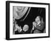 Soviet Nikita S. Khrushchev and Gamal Abdul Nasser Attending Bolshoi Ballet Performance-null-Framed Photographic Print