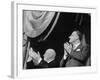 Soviet Nikita S. Khrushchev and Gamal Abdul Nasser Attending Bolshoi Ballet Performance-null-Framed Photographic Print