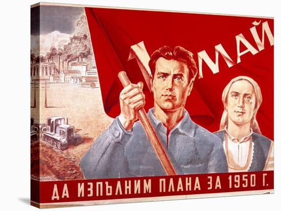 Soviet Poster Commemorating May Day, 1950-A Bearob-Stretched Canvas