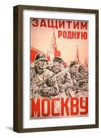 Soviet Poster Exhorting the Defence of Moscow by All its Citizens, 1940S-null-Framed Giclee Print