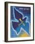 Soviet Poster with Dove and Mir Space Station-null-Framed Giclee Print