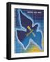 Soviet Poster with Dove and Mir Space Station-null-Framed Giclee Print