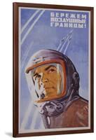 Soviet Poster with Pilot Wearing Helmet-null-Framed Giclee Print