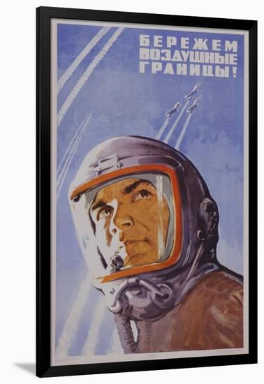 Soviet Poster with Pilot Wearing Helmet-null-Framed Giclee Print