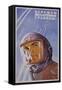 Soviet Poster with Pilot Wearing Helmet-null-Framed Stretched Canvas