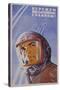 Soviet Poster with Pilot Wearing Helmet-null-Stretched Canvas