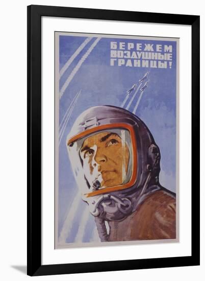 Soviet Poster with Pilot Wearing Helmet-null-Framed Giclee Print