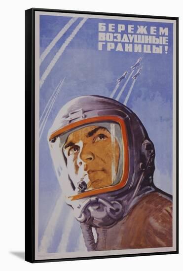 Soviet Poster with Pilot Wearing Helmet-null-Framed Stretched Canvas