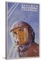 Soviet Poster with Pilot Wearing Helmet-null-Stretched Canvas