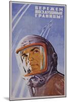 Soviet Poster with Pilot Wearing Helmet-null-Mounted Giclee Print