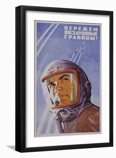 Soviet Poster with Pilot Wearing Helmet-null-Framed Giclee Print