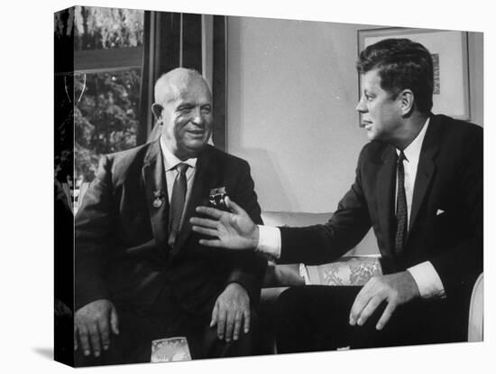 Soviet Premier Nikita S. Krushchev Meeting with Us Pres. John F. Kennedy-null-Stretched Canvas