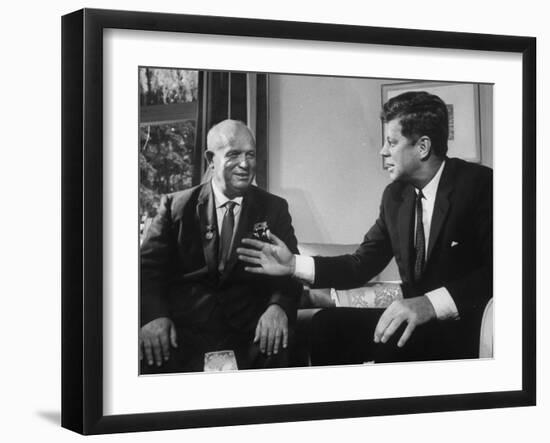 Soviet Premier Nikita S. Krushchev Meeting with Us Pres. John F. Kennedy-null-Framed Photographic Print